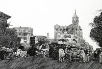 Zameer Hussain, untitled 8 X 11 Inch, Pen ink on paper, Cityscape Painting -AC-ZAH-048